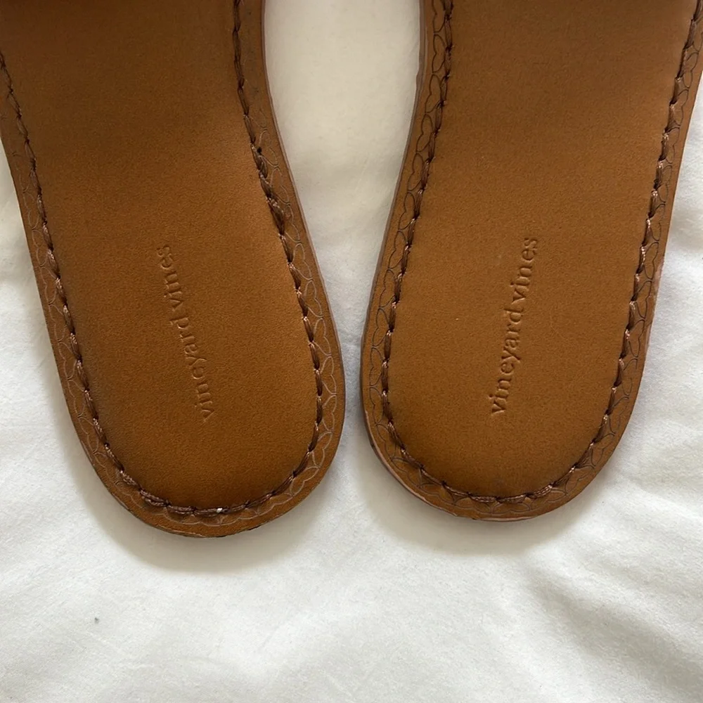 NWT Vineyard Vines Raffia Woven Jute Leather Slide Sandals - Picture 3 of 5